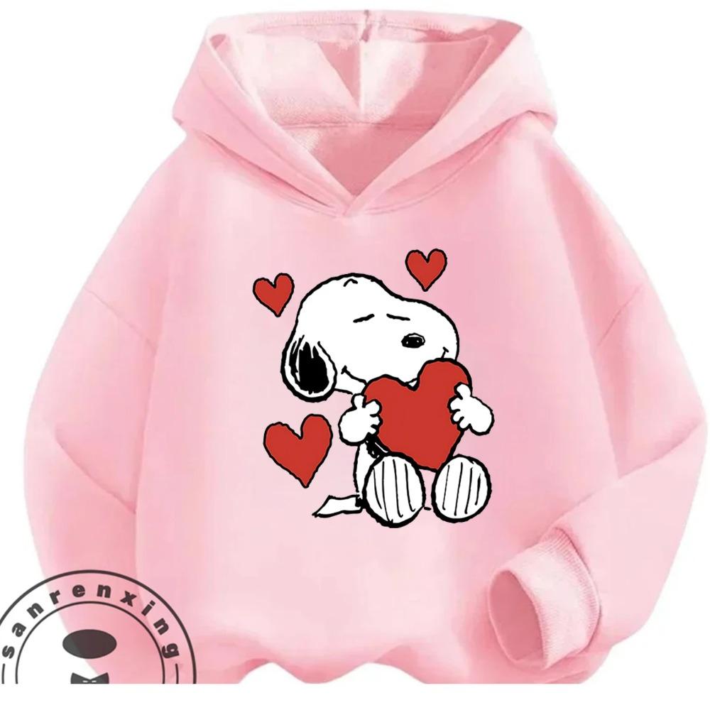 Kawaii Printed Hooded Sweatshirt Autumn Winter Casual Trendy Cartoon Kids Shirt Snoopy Children