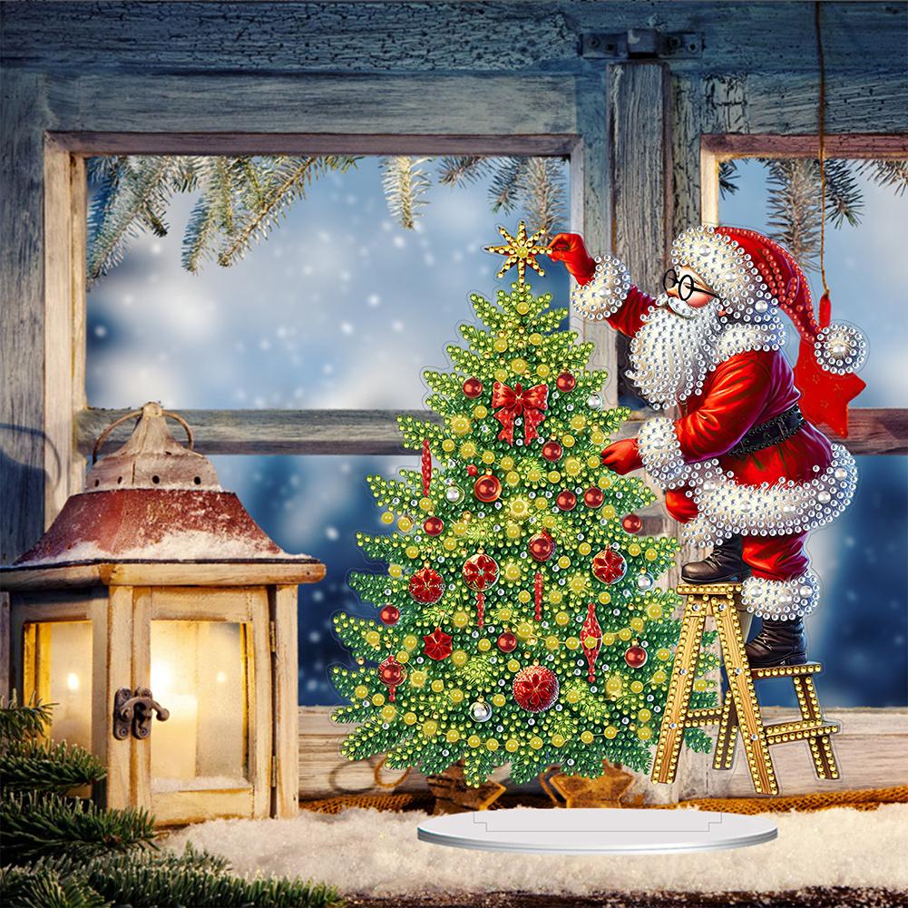 2D Flat Xmas DIY Diamond Painting Tabletop Ornaments Kit Diamond Painting Desktop Ornaments Kit for Home Office Desktop Decor