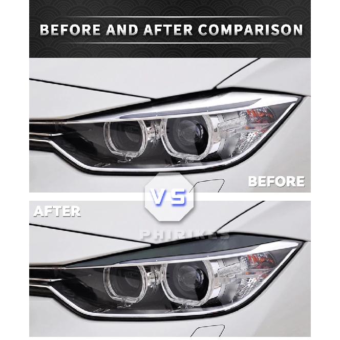 Gloss Black ABS Headlight Eyebrow Eyelid Cover Trim Stickers For BMW F30 F32 F33 F34 F35 F31 318i 320i 2013-2019