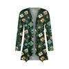 Damemote Juletrykkjakke Langermet Casual Cardigan Coat