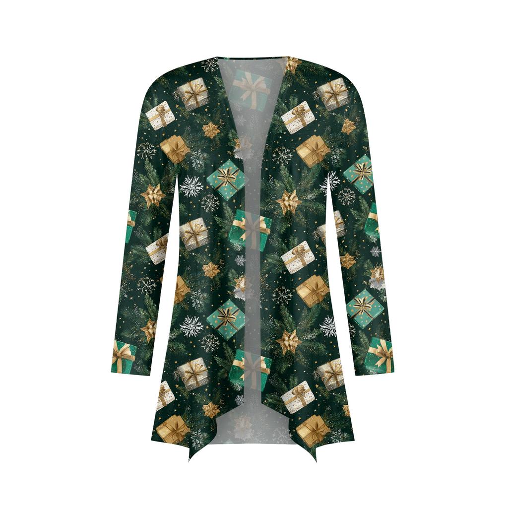 Dámská módní vánoční bunda s dlouhým rukávem ležérní cardigan kabát