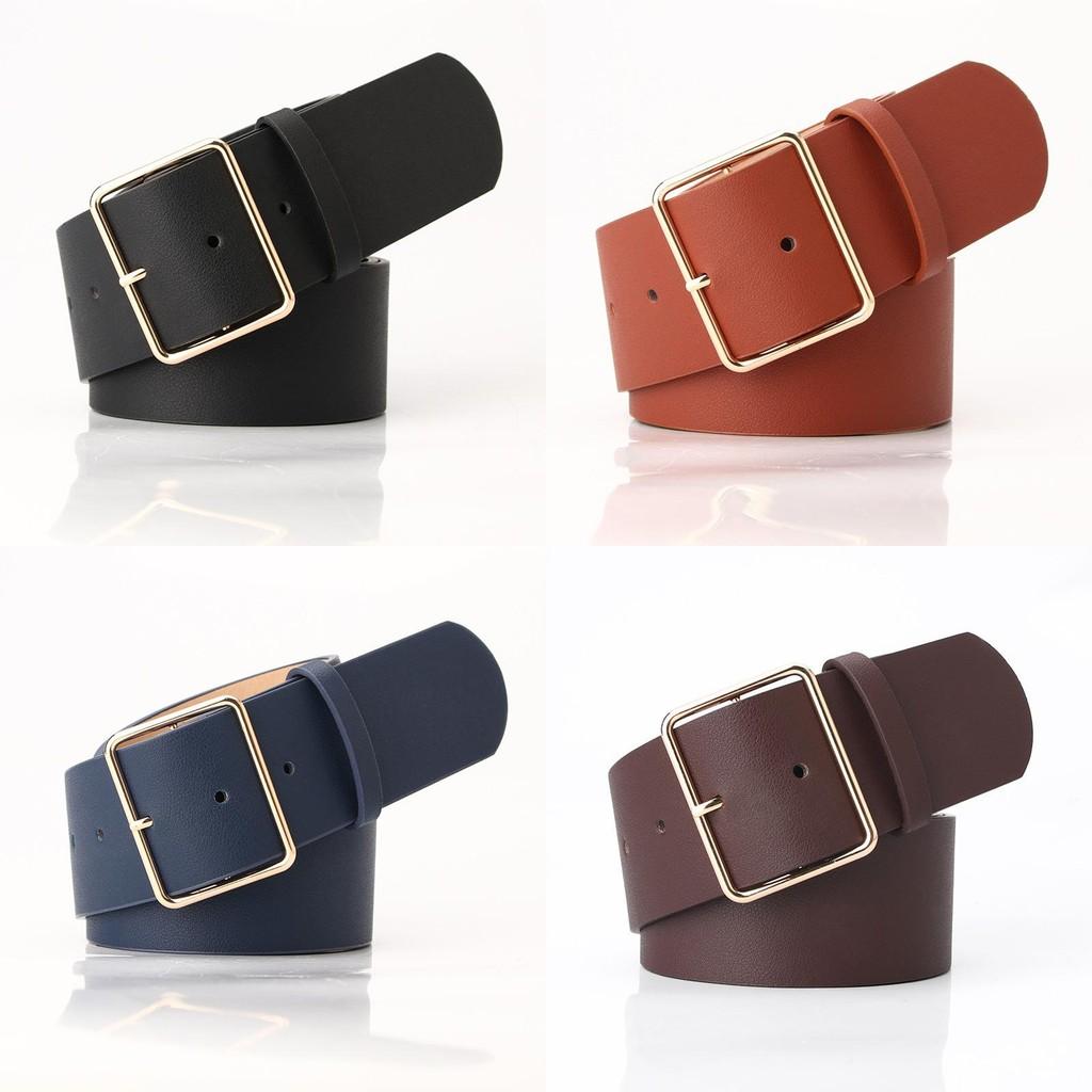 Fashion Ladies Leather Waist Belt With Square Buckle For Casual And Office Wear