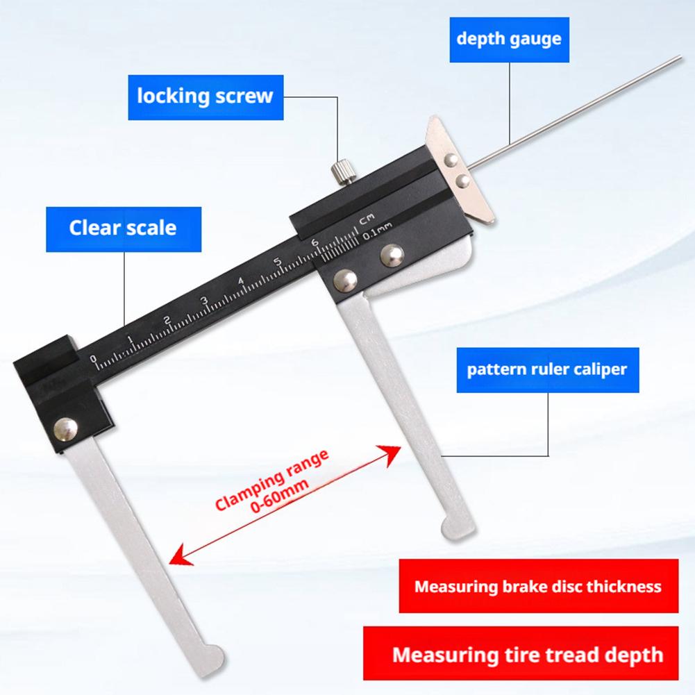 Accurate Brake Disc Thickness Gauge Vernier Measuring Caliper Car Tyre Plate Brake Disk Thickness Wear Depth Gauge Instrument