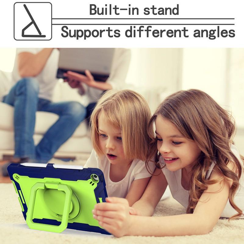 Silicone Kickstand Case IPad 8th Gen 10.2 Inch With Detachable Wrist Strap Shockproof Anti-Fingerprint Dual-Tone Design