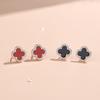 Agate Four-leaf Clover Stud Earrings for Women Simple Trendy Fashionable and Versatile