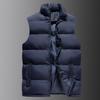 Winter Warm Thick Teen Solid Stand Collar Black Casual Zip Straight Hem Padded Vest