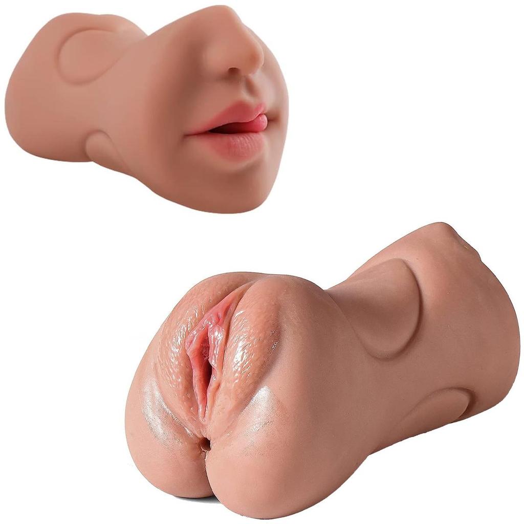 Textured Realistic 3-in-1 Male Masturbator Simulates Oral and Vaginal Hands-Free Men's Masturbation Cup for Intimate Play Waterproof Adult Toys