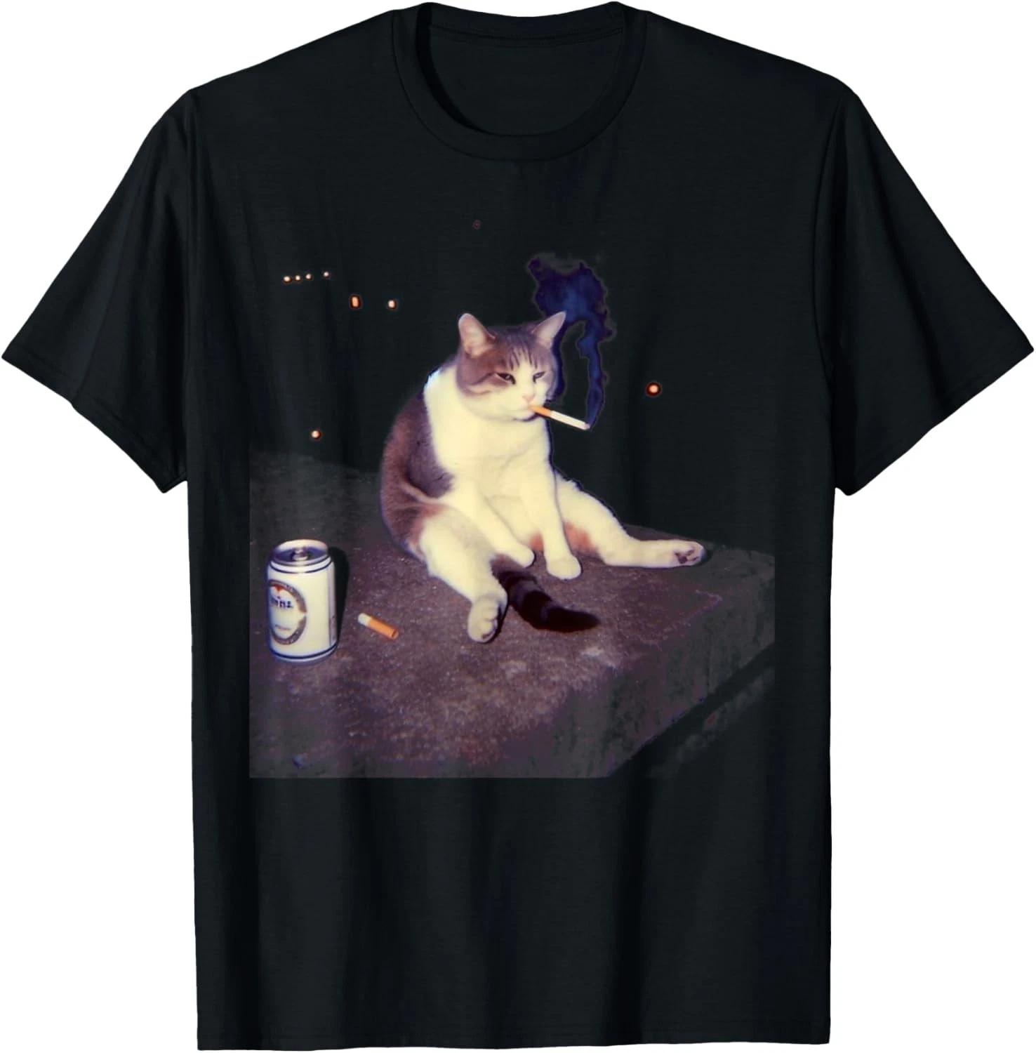 Cigarette Kitten Funny Smoking Cat Meme Stupid Brainrot T-Shirt unisex T-Shirt M