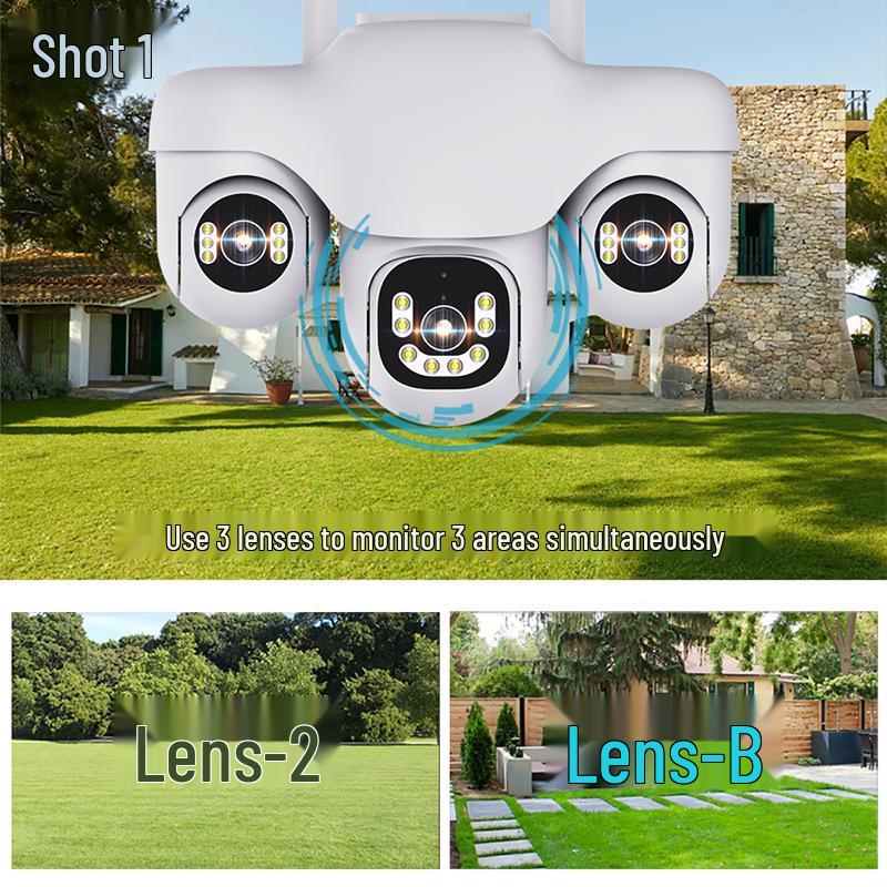 4G HD Night Vision WiFi Panoramic Wireless Triple-Screen Camera