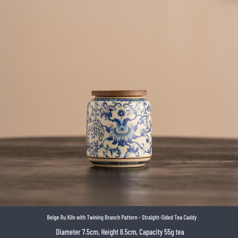 Qinghua Ru Kiln Ceramic Tea Caddy - High-End Moisture-Proof Storage for Green, White, and Pu-erh Tea, Chinese Style Sealed Jar