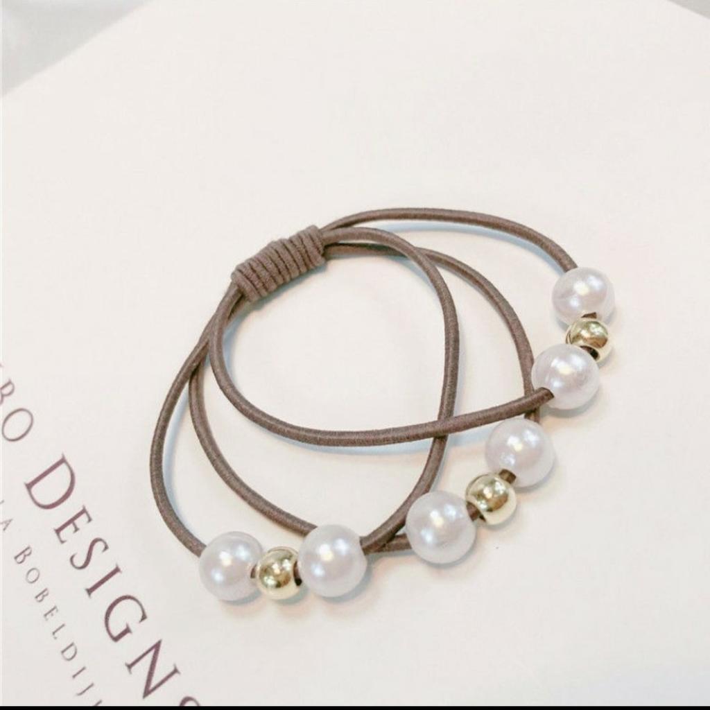 Korejské jednoduché perleťové elastické gumičky do vlasů Dámské Elegantní vlasové vázací šňůrky Dívčí vlasové doplňky s pokrývkou hlavy