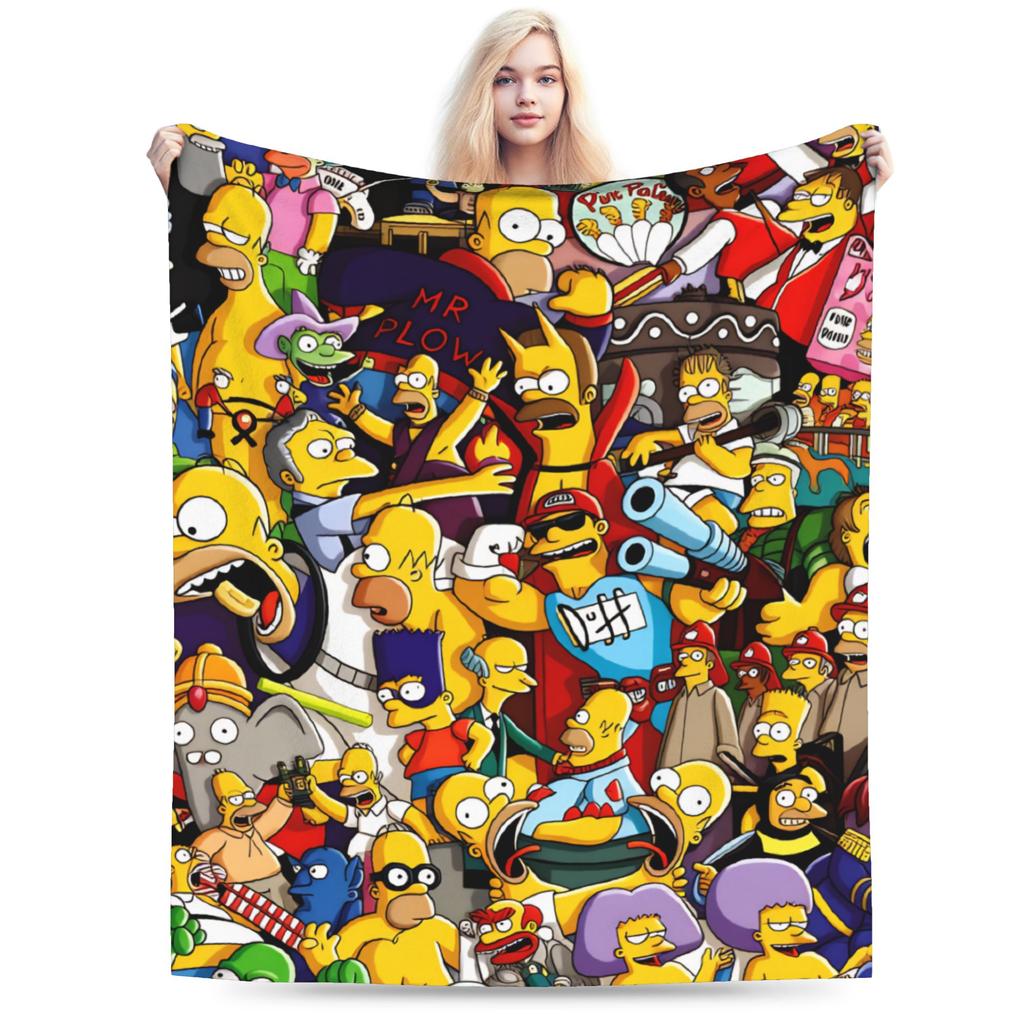 S-Simpsons Homer Donut Pattern Bedding Throws Soft Cozy Trend Blanket  For Couch Chair Camping Flannel Bedspread Bed Cover