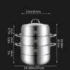 Large-capacity SUS304 Stainless Steel Steamer Three-layer Thickened Household Multi-layer Steamer Steamed Bread Steamed Fish Pot