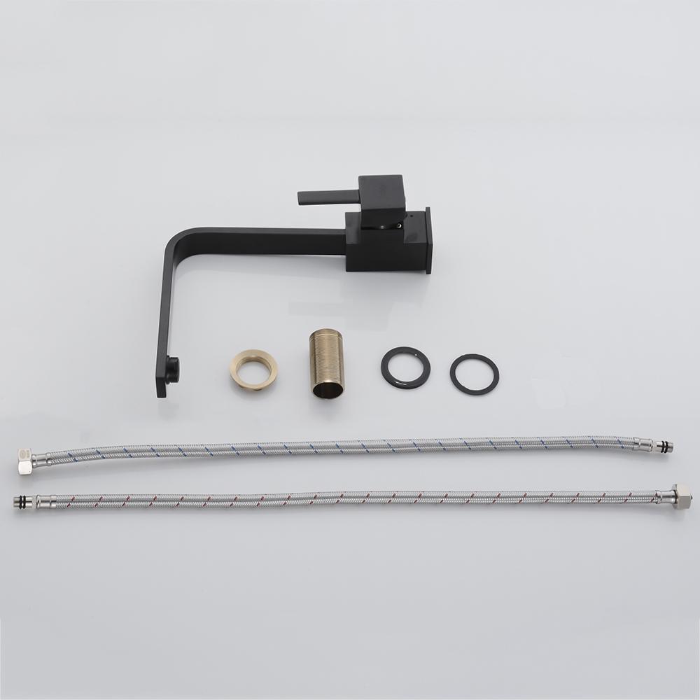 Kuchyňské baterie Mosazná kuchyňská dřezová vodovodní baterie 360 Otočná otočná baterie Směšovací baterie Jednodržáková Jednootvorová Černá směšovací baterie 7115