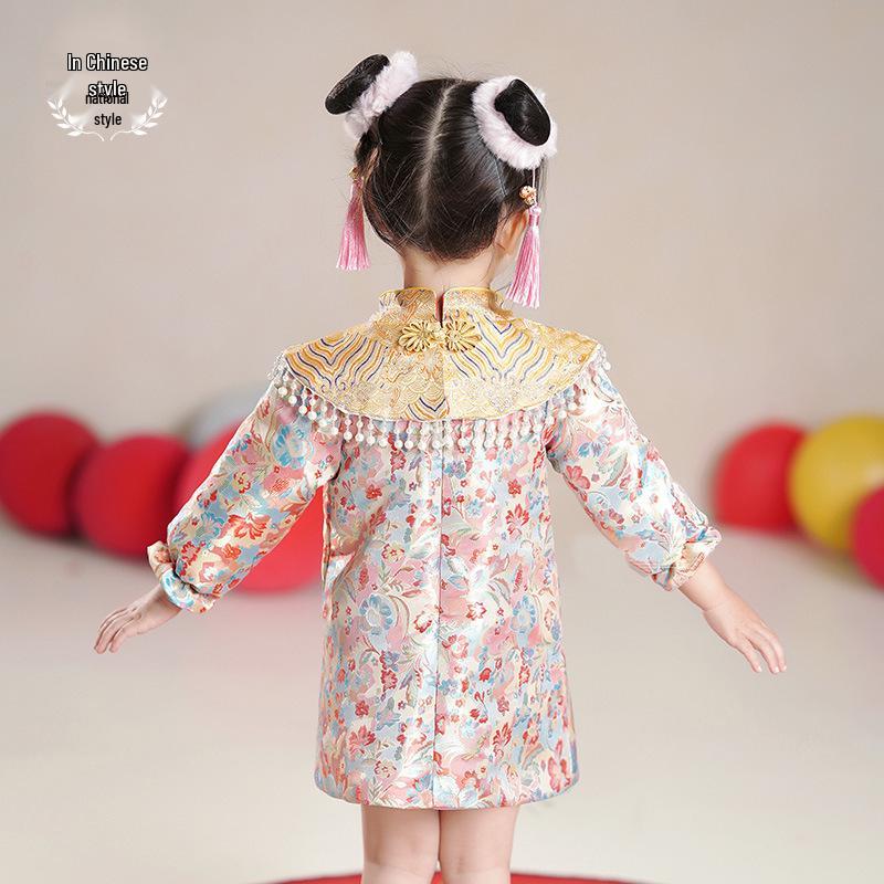 Baby Girl's One-Year Winter Tang Suit Dress with Velvet Crown