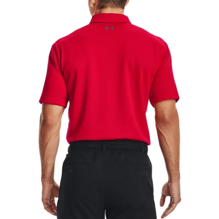 Under Armour Loose Fit Solid Color Printed Square Neck Polo Shirt Men tops Red 1290140-600