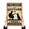 Vintage Guitar and Dog Metal Poster for Musician Gift
