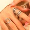 Simple Personality Hollowed-Out Geometry Stainless Steel Ring Oval Baroque Open Ring  For Women Finger Jewellery Accessory Gifts
