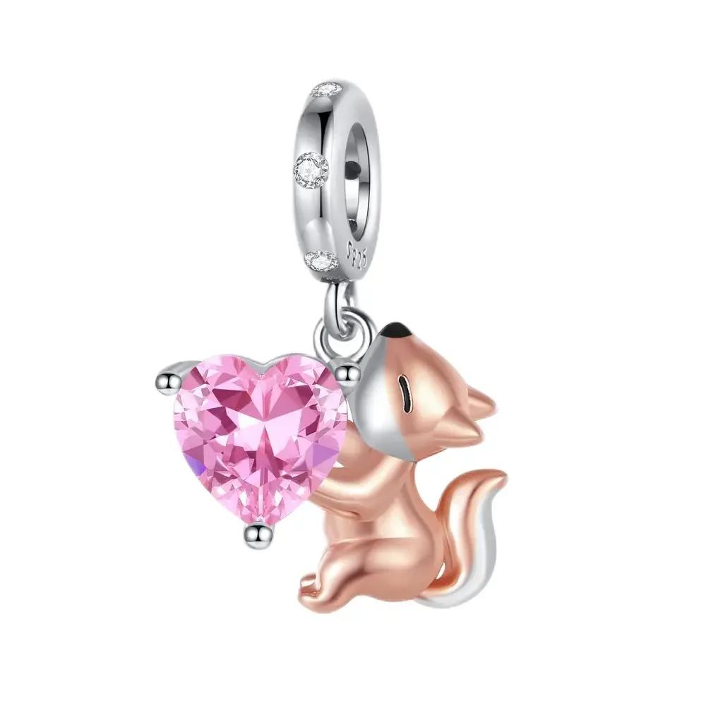 Brand New Copper Metal Animal Bead Component Cat Wolf Bee Owl Heart Charm Bead Components Compatible With Authentic Original Pendant Bead Component