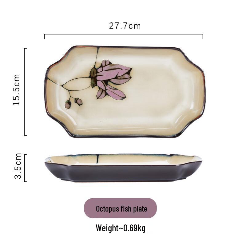 Linpan Chinese Pastoral Hand-painted Underglaze Ceramic Plate