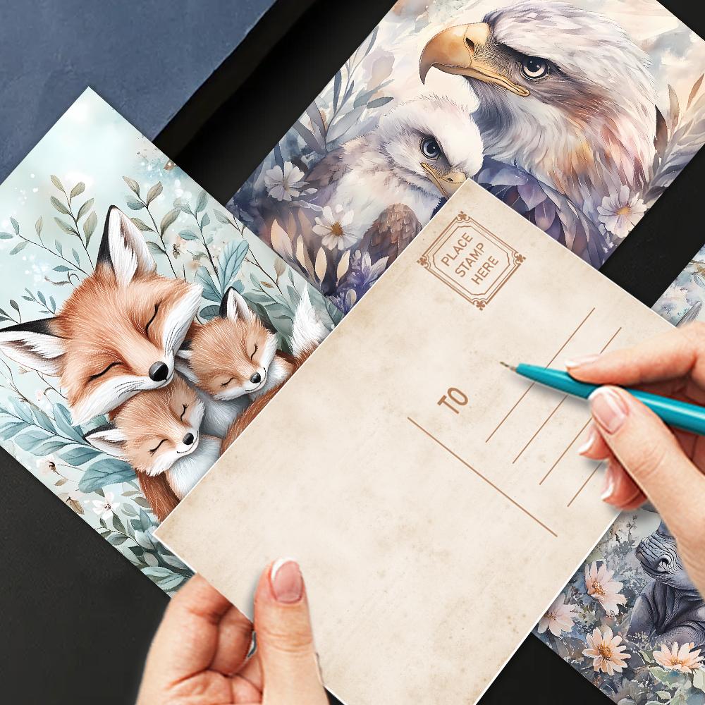 32 Pcs, Vintage Animal Postcards, Wall Stickers, Mailing Cards, Greeting Cards, DIY Postcards, Souvenir Postcards, Decorations