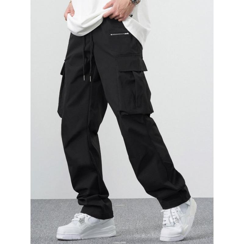 Casual overalls men's summer multi-pocket loose straight pants 0
