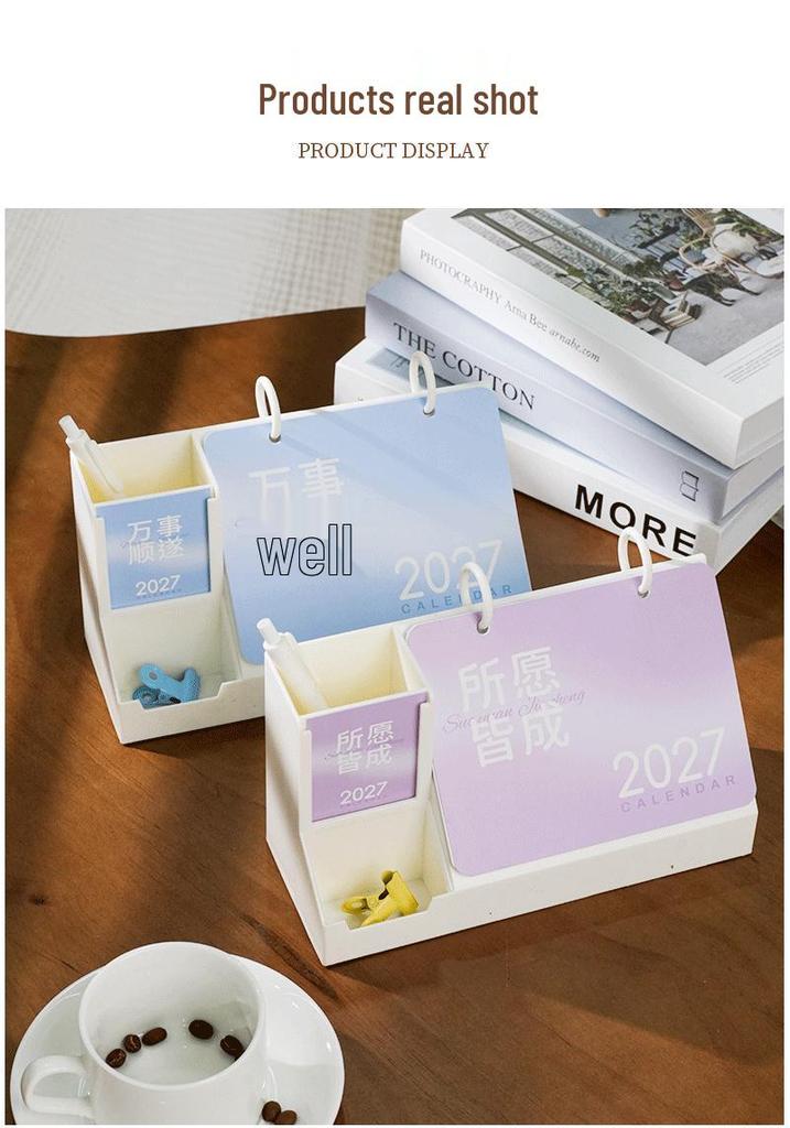 2027 Multi-functional Acrylic Desk Calendar with Custom Logo | High-Aesthetic Simple Style Desktop Ornament