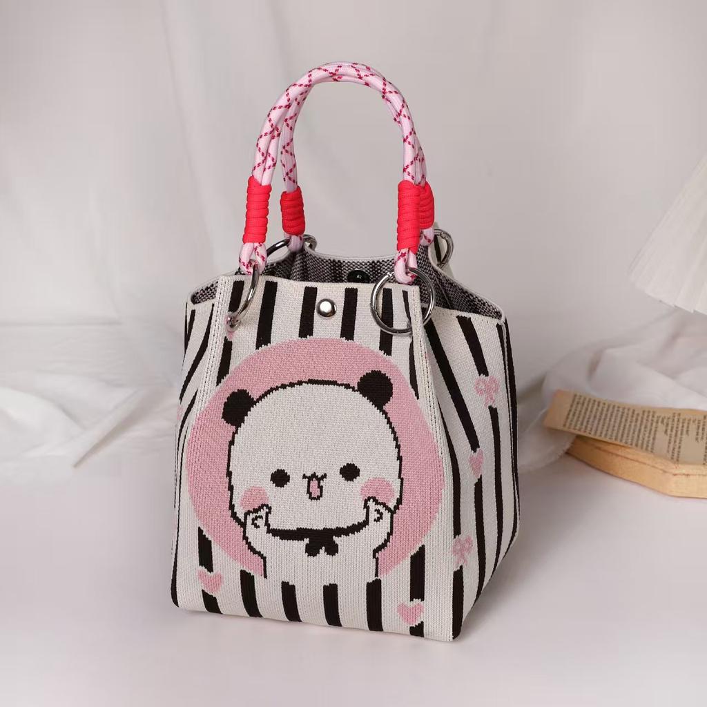 New Woven Ring Buckle Bag Knitted Bag Three-dimensional Magnetic Buckle Handbag Handbag Handbag Knitting