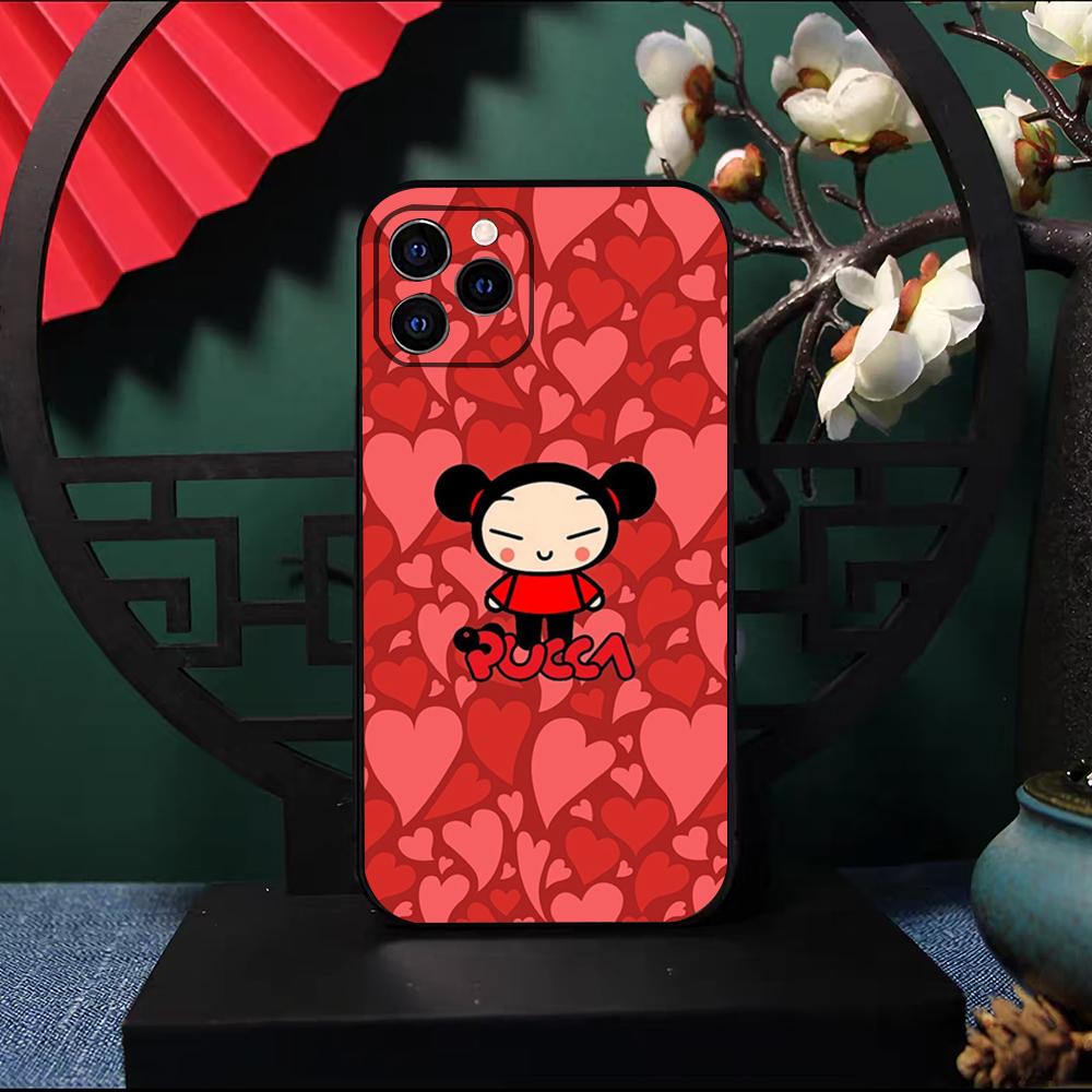 Pucca-A G-Garu Cartoon Phone Case For IPhone 17 Pro Max 16 15 14 Pro Max 13 11 X Xs Xr 8 7Plus Silicone Cover