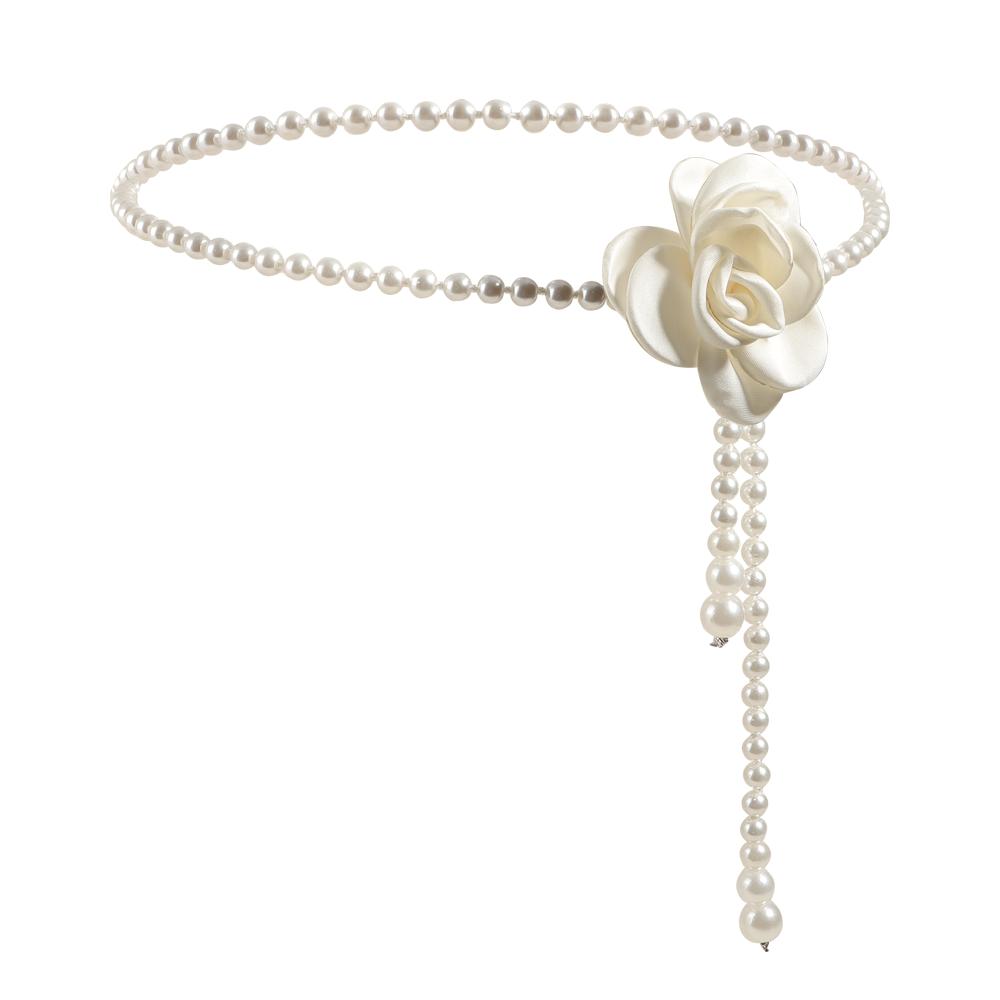 New Pearl Waist Chain Women Decorative Flowers Fashion Thin Waist Belt Chain Women Skirt Casual Sweet Wind