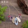 Color painting oil exaggerated geometric oval necklace, women's personalized hollow oval alloy necklace