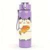 1PC Chubby Cat Holding Fish 750ml Color Plastic Sports Water Bottle Leakproof Flip Straw Lid Suitable for Sports Office Home Use
