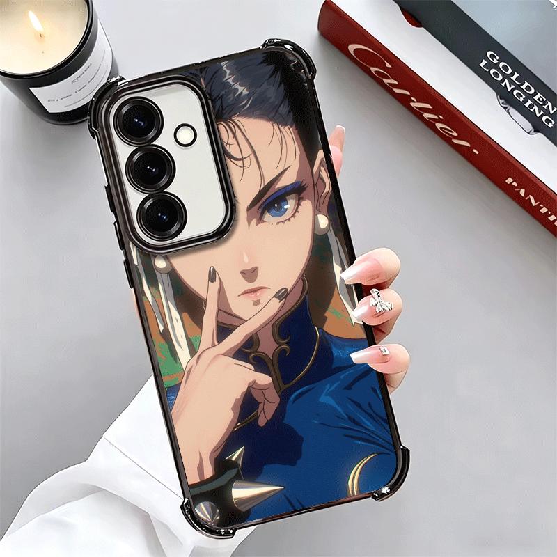 ChunLi S-Street F-FighterS Plating Phone Case For Samsung A17 A07 A37 A57 A16 A56 A15 A55 A14 A54 A13 A53 A26 A36 A25 A35 A24 A3