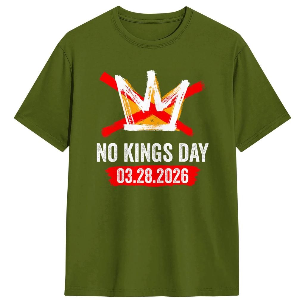 03 28 2026 No Kings Day Vintage Funny Mens T Shirts Leisure Tee Shirt Short Sleeve Crewneck TShirt Cotton New Arrival Clothing