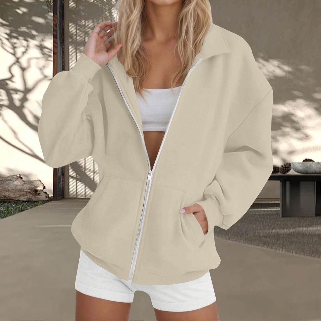 Women's Zip-Up Long Sleeve Sweatshirt Top