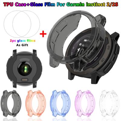 2 in 1 Schutzhülle + Displayschutz für Garmin Instinct 2 2S Uhr Weiche TPU Schutzhülle Schale Hartglasfolie