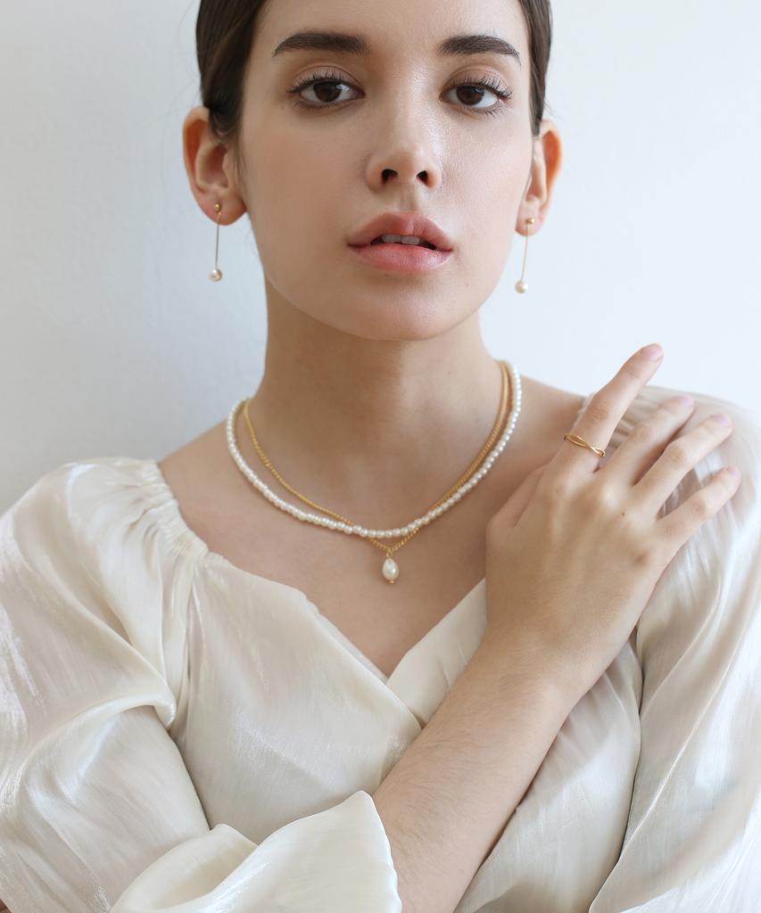 Lazydawn Chain Layered Pearl Necklace N021