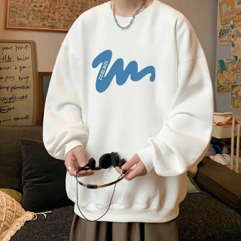 Pure Cotton Sweatshirt Men's 2025 Autumn  Winter Velvet New Trendy Brand Men's Pullover Jacket