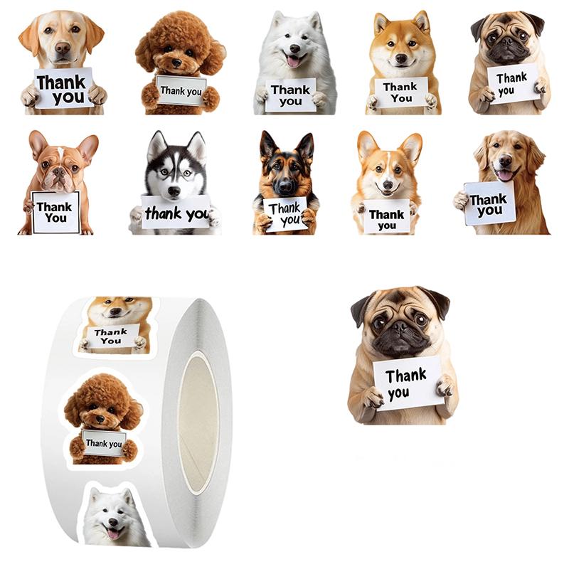 

500Pcs Dog Cat Thank You Stickers Roll Cute Puppy Adhesive Labels Tags For Supporting My Small Business Envelope Seals Packing