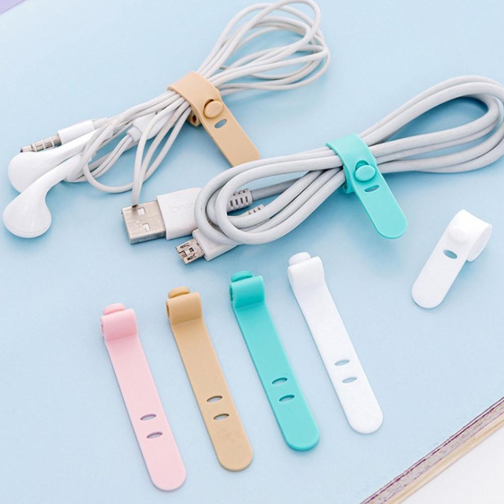 20PCS Cable Tie Silicone Colorful Reusable Holder Strap Organizer Management for Fastening Cable Cords and Wires