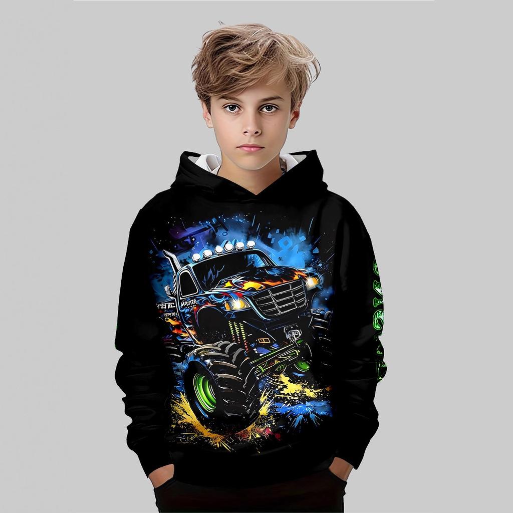Autumn Cartoon Pattern 3D Printed Top Fashionable Casual Long Sleeved Children's Boy Hoodies