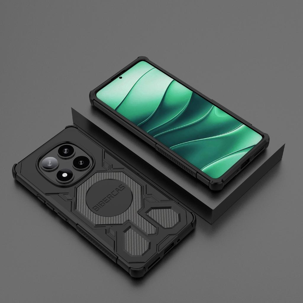 Série BIBERCAS J-16 Para Xiaomi Redmi Note 14 Pro 5G Capa Compatível com MagSafe Anti Queda TPU+PC Capa de Telefone