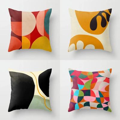 Home Decor Colorful Geometric Pattern Digital Print Pattern Cushion Cover Suitable For Sofa Bedroom Car Pillow Cover