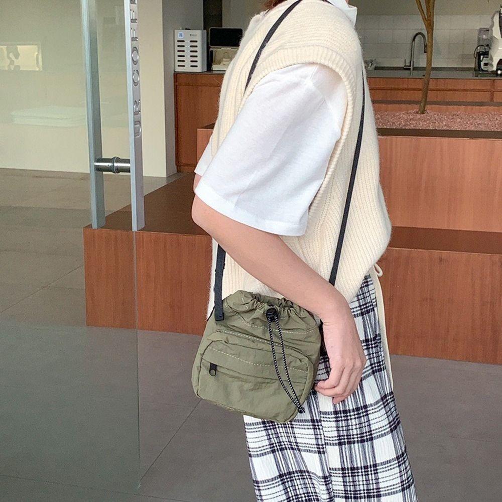 Plissierte kleine Handytasche Nylon Kordelzug Umhängetasche Elegant Kordelzug Umhängetasche Outdoor