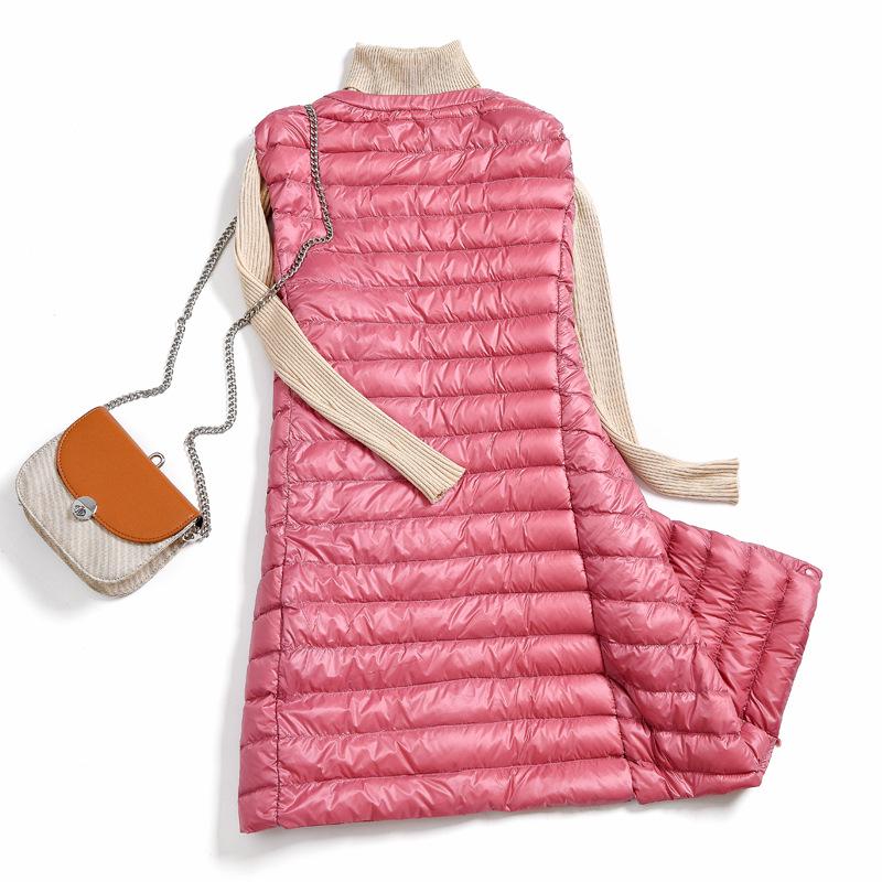 Autumn Winter Women's Ultra Light Down Coats Casual Slim Long Duck Down Vests Women Winter Jackets Female Warm Waistcoat