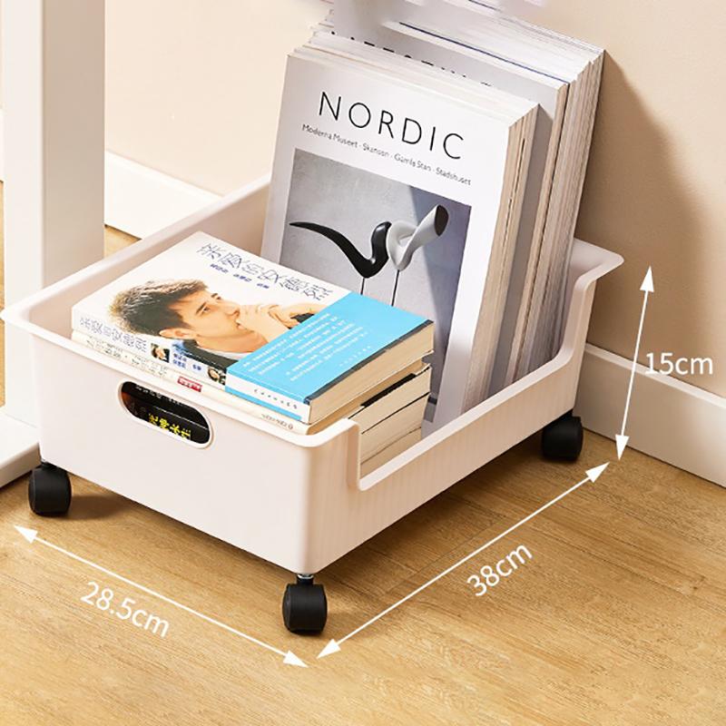 

Настольный ящик для хранения вещей с большим отверстием снизу, вращающимся колесом прокрутки, большой вместимостью, корзина для хранения книг и всякой всячины белый