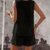 Women's Casual And Fashionable Round Neck  Sleeveless Shorts Two-piece Set