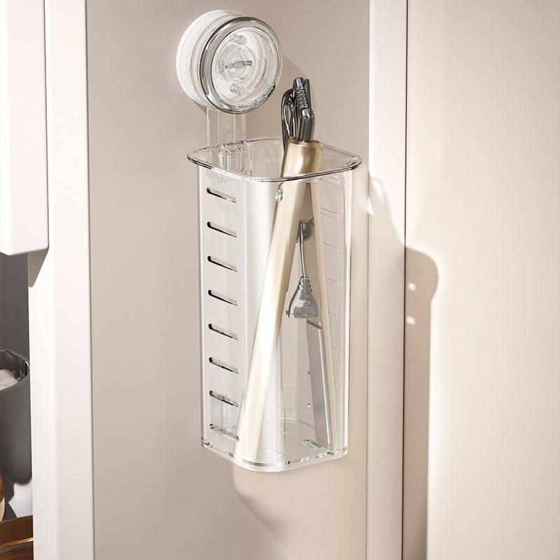 Transparent Suction Cup Hair Styling Tool Organizer For Bathroom And Vanity Use