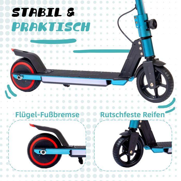 ELVORIN Green foldable children's electric scooter 6.5 inches, LED, EBS