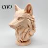 Decorazione Moderna Testa di Lupo Statuetta Stampata 3D, Statua Realistica con Base Rotonda Scultura Animale, Selvaggia per Casa Ufficio Libreria